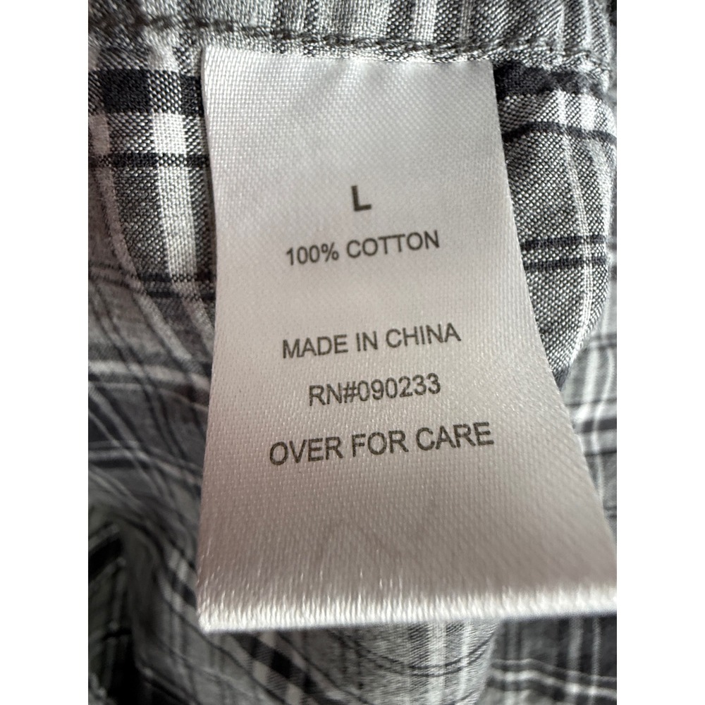 Warp & Weft Mens Grey Plaid Long Sleeve Button Down Cotton Shirt Size L - Picture 6 of 10